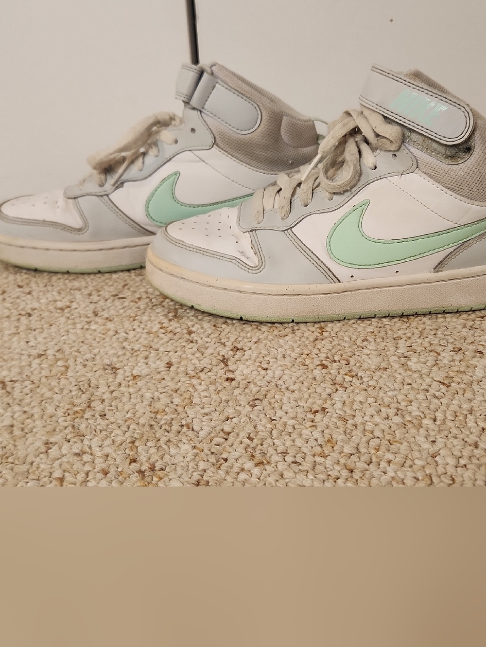Nike White and Mint High-Top Sneakers